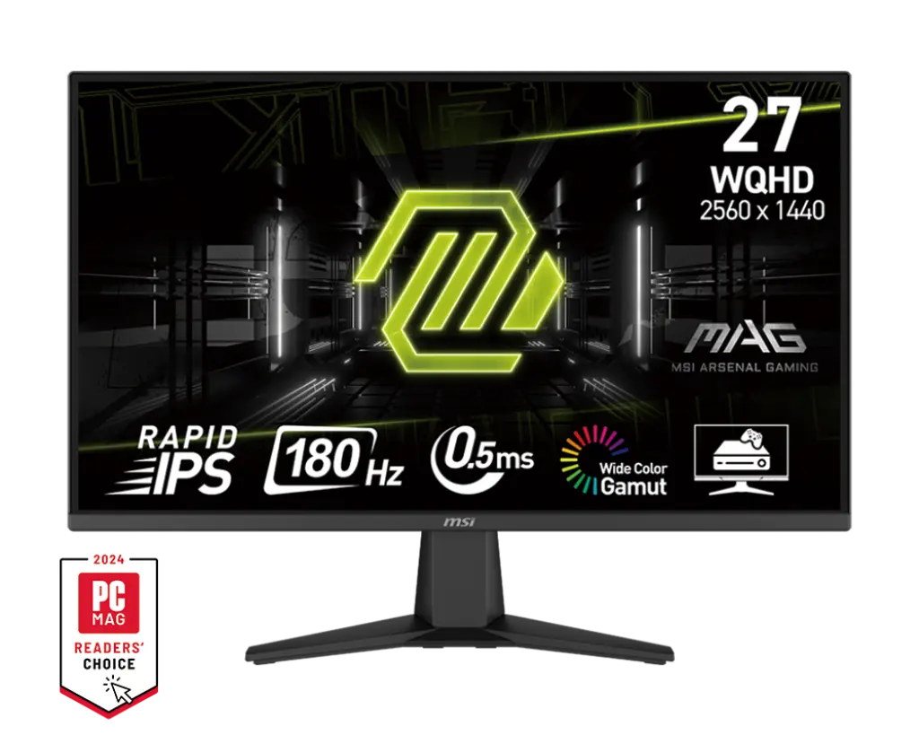 MSI LED MAG G275QF Gaming / 27-inch / Rapid IPS /  2560 x 1440 (WQHD) / *180Hz* / 0.5ms / *2xHDMI*, DP